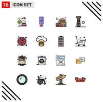 Universal Icon Symbols Group of 16 Modern Flat Color Filled Lines of arrow game signal bat train Editable Creative Vector Design Elements