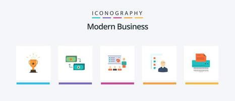 Modern Business Flat 5 Icon Pack Including graph. analytics. business. presentation. financial. Creative Icons Design vector