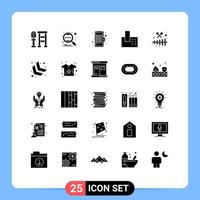 25 Universal Solid Glyph Signs Symbols of instrument home worldwide call online store Editable Vector Design Elements