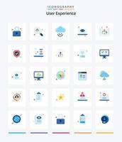 Creative User Experience 25 Flat icon pack  Such As site map. map. cloud. view. laptop vector