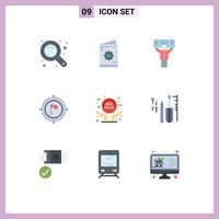 9 User Interface Flat Color Pack of modern Signs and Symbols of focus deadline roza business supporter Editable Vector Design Elements