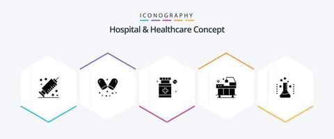 hospital y cuidado de la salud concepto 25 glifo icono paquete incluso . . servicio. médico. hospital vector