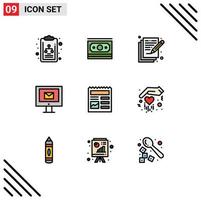 Set of 9 Modern UI Icons Symbols Signs for ui document art service mail Editable Vector Design Elements