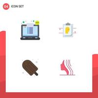 Universal Icon Symbols Group of 4 Modern Flat Icons of bill food shopping card summer Editable Vector Design Elements