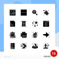 16 Thematic Vector Solid Glyphs and Editable Symbols of graph analytics gift tool fire Editable Vector Design Elements