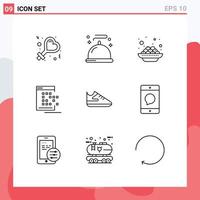 Outline Pack of 9 Universal Symbols of shoes record india dot app Editable Vector Design Elements