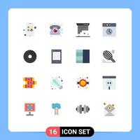 Group of 16 Modern Flat Colors Set for dvd mac cartridge history ink Editable Pack of Creative Vector Design Elements
