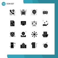 Stock Vector Icon Pack of 16 Line Signs and Symbols for time clock tool reputation public Editable Vector Design Elements