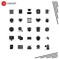 Modern Set of 25 Solid Glyphs Pictograph of speaker hardware up computer corn Editable Vector Design Elements