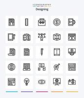 Creative Designing 25 OutLine icon pack  Such As design. cash. bag. coin. toolkit vector