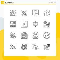 Universal Icon Symbols Group of 16 Modern Outlines of computer person delivered office desk Editable Vector Design Elements