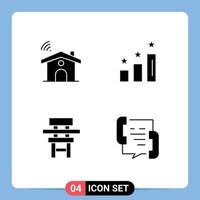 Set of 4 Vector Solid Glyphs on Grid for wifi class house performance education Editable Vector Design Elements