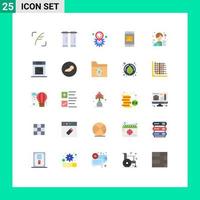 Universal Icon Symbols Group of 25 Modern Flat Colors of asian accountant location mail mobile Editable Vector Design Elements