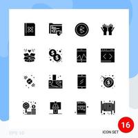 16 Universal Solid Glyphs Set for Web and Mobile Applications box salat bluetooth religion pray Editable Vector Design Elements