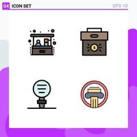 4 User Interface Filledline Flat Color Pack of modern Signs and Symbols of investment biology small business corporate experiment Editable Vector Design Elements