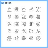 Universal Icon Symbols Group of 25 Modern Lines of moon person cart opportunity checkout Editable Vector Design Elements