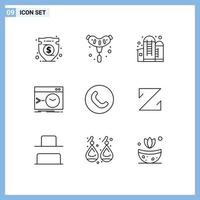 Pictogram Set of 9 Simple Outlines of call software agriculture root admin Editable Vector Design Elements