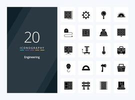 20 Engineering Solid Glyph icon for presentation vector