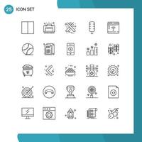 Pictogram Set of 25 Simple Lines of webpage iot hospital internet commentator Editable Vector Design Elements