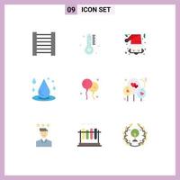 9 Thematic Vector Flat Colors and Editable Symbols of nature bloon santa water liquid Editable Vector Design Elements