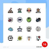 16 Creative Icons Modern Signs and Symbols of park fountain technologist buildings shield Editable Creative Vector Design Elements