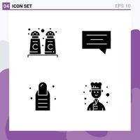 Modern Set of 4 Solid Glyphs and symbols such as cinnamon avatar bubble beauty cook Editable Vector Design Elements