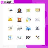 Pack of 16 Modern Flat Colors Signs and Symbols for Web Print Media such as source computer money battery transfer Editable Pack of Creative Vector Design Elements