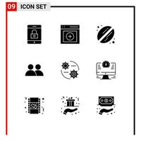 Set of 9 Modern UI Icons Symbols Signs for setting setting coffee control user Editable Vector Design Elements