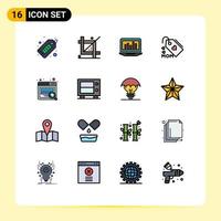 Universal Icon Symbols Group of 16 Modern Flat Color Filled Lines of mom tag development statistics analytics Editable Creative Vector Design Elements