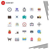 25 Universal Flat Color Signs Symbols of camera ruler computing education architect Editable Vector Design Elements