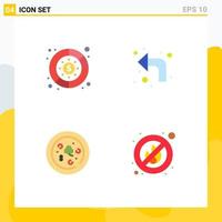 Set of 4 Vector Flat Icons on Grid for diagram food money up fire Editable Vector Design Elements