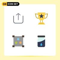 Set of 4 Vector Flat Icons on Grid for instagram design achievement prize bottle Editable Vector Design Elements