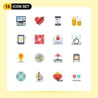 Stock Vector Icon Pack of 16 Line Signs and Symbols for investment stack like money status Editable Pack of Creative Vector Design Elements