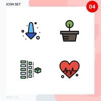 Set of 4 Modern UI Icons Symbols Signs for arrow planning plant development medical Editable Vector Design Elements