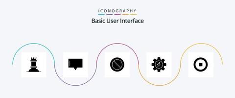 básico glifo 5 5 icono paquete incluso . usuario. interfaz. proceso vector