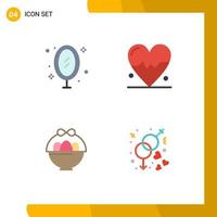 Modern Set of 4 Flat Icons Pictograph of furniture egg office heart engagement Editable Vector Design Elements