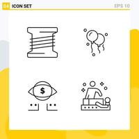 Universal Icon Symbols Group of 4 Modern Filledline Flat Colors of bobbin massage balloons dollar spa Editable Vector Design Elements