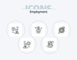 empleo línea icono paquete 5 5 icono diseño. creatividad. objetivo. medalla. estrategia. oficina bolso vector