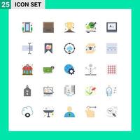 25 User Interface Flat Color Pack of modern Signs and Symbols of screen management achievement growth business Editable Vector Design Elements