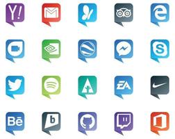 20 Social Media Speech Bubble Style Logo like spotify twitter edge chat messenger vector