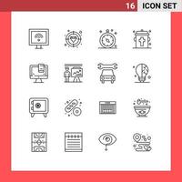 16 User Interface Outline Pack of modern Signs and Symbols of computer halloween compass eye blood Editable Vector Design Elements