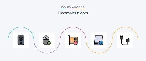 dispositivos línea lleno plano 5 5 icono paquete incluso conducir. ordenadores. artilugio. pci. dispositivos vector