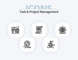 Task And Project Management Line Icon Pack 5 Icon Design. time. computer. sound. idea. circle vector