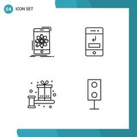 Line Pack of 4 Universal Symbols of data technology research call box Editable Vector Design Elements