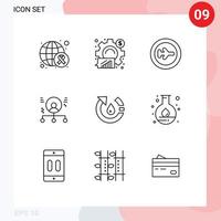 Pictogram Set of 9 Simple Outlines of people human statistical employee travel Editable Vector Design Elements