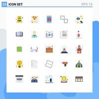 Group of 25 Modern Flat Colors Set for space connection house bound mobile application Editable Vector Design Elements