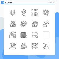 16 User Interface Outline Pack of modern Signs and Symbols of accountant love buttons gift number Editable Vector Design Elements