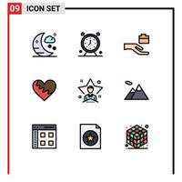 Set of 9 Modern UI Icons Symbols Signs for star gift folder favorite love Editable Vector Design Elements