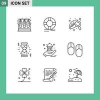 Set of 9 Modern UI Icons Symbols Signs for charity waiting ring loading nature Editable Vector Design Elements
