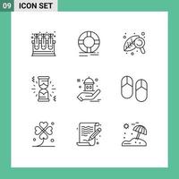 Set of 9 Modern UI Icons Symbols Signs for charity waiting ring loading nature Editable Vector Design Elements